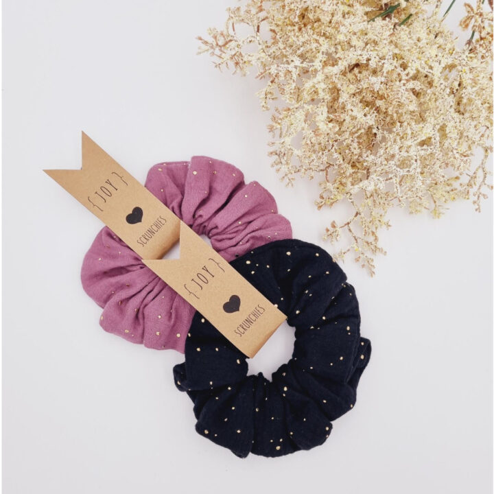 Scrunchie Gold Dots Σάπιο Μήλο