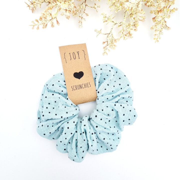 Scrunchie Mini Dots Γαλάζιο